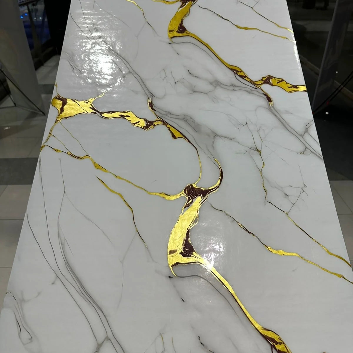 Marble Sheet Sticker | White, Grey & Gold | 60 x 200 cm