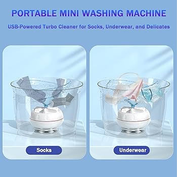 Portable USB Mini Turbo Washer | Ultrasonic Travel Washing Machine for Socks, Underwear & Dishes