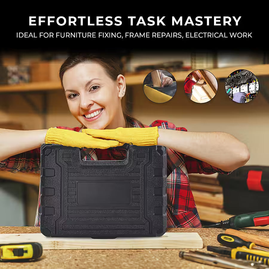 47-Piece Foldable Wireless Electric Screwdriver Set | 1500mAh | Adjustable Torque | Compact & Durable – Black