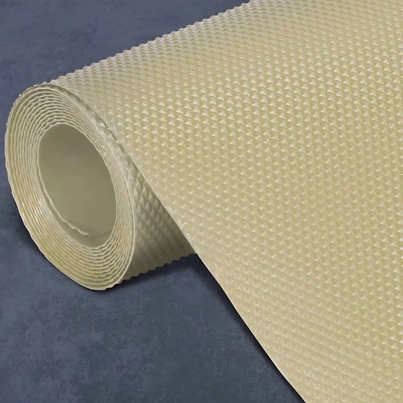 Anti-Slip Fridge & Shelf Mat | Waterproof & Washable Sheet for Kitchen, Drawer, Cabinet Use | Beige Color