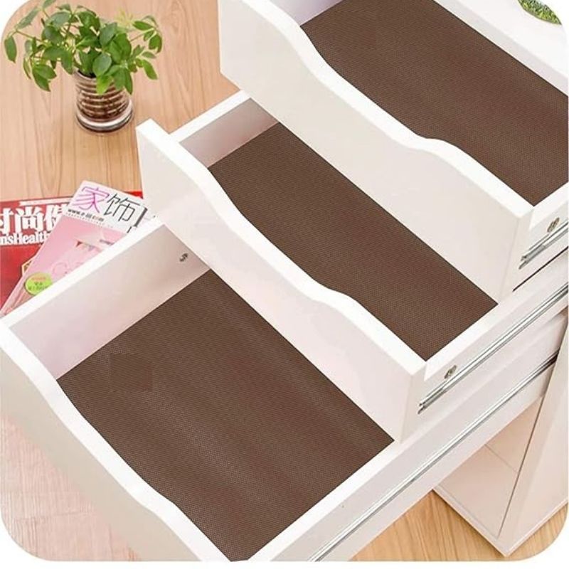 Anti-Slip Fridge & Shelf Mat | Waterproof & Washable Sheet for Kitchen, Drawer, Cabinet Use | Brown Color