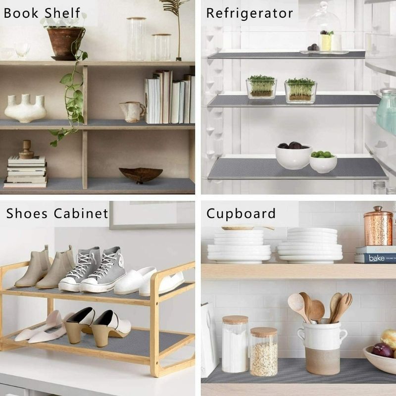 Anti-Slip Fridge & Shelf Mat | Waterproof & Washable Sheet for Kitchen, Drawer, Cabinet Use | Light Grey Color