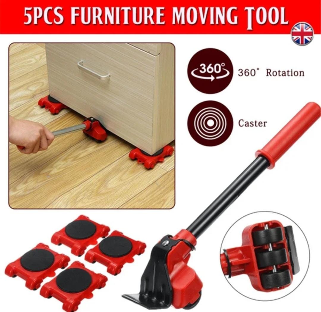5-in-1 Heavy Furniture Mover Tool Set | Lifter & Roller Kit
