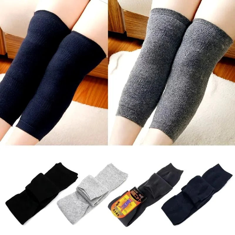 Unisex Wool Knee Warmers Pair | Warm Elastic Fit, Plain design | Winter Wear for Men & Women | Random Colors