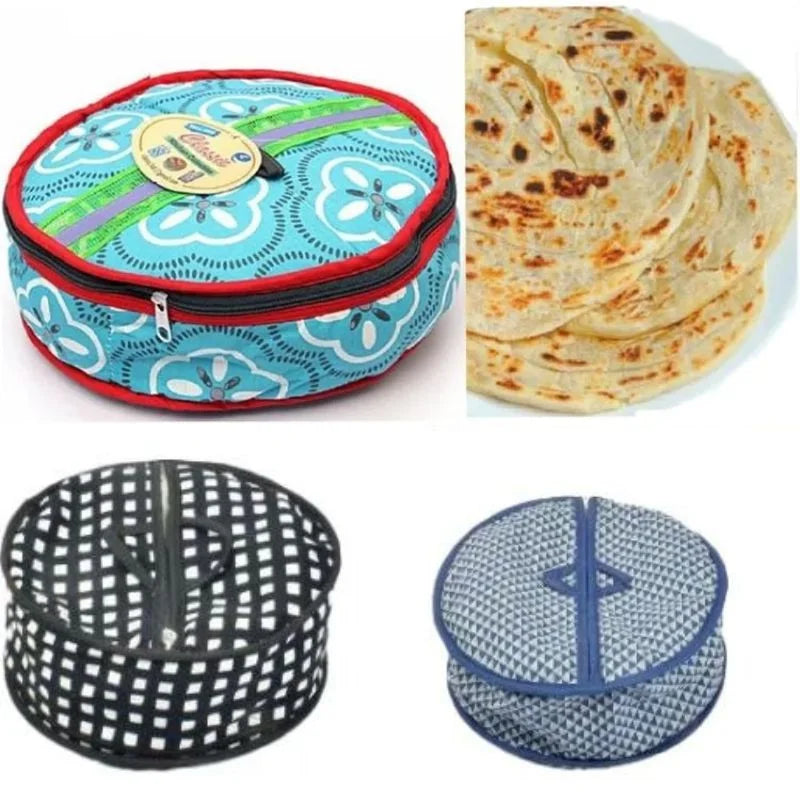 Roti Zipper Bag | Reusable Airtight & Insulated Storage Bag | Keeps Chapati Fresh, Soft & Warm | Random Design
