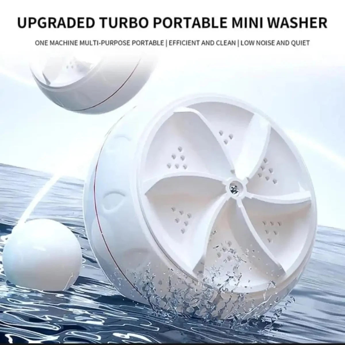 Portable USB Mini Turbo Washer | Ultrasonic Travel Washing Machine for Socks, Underwear & Dishes