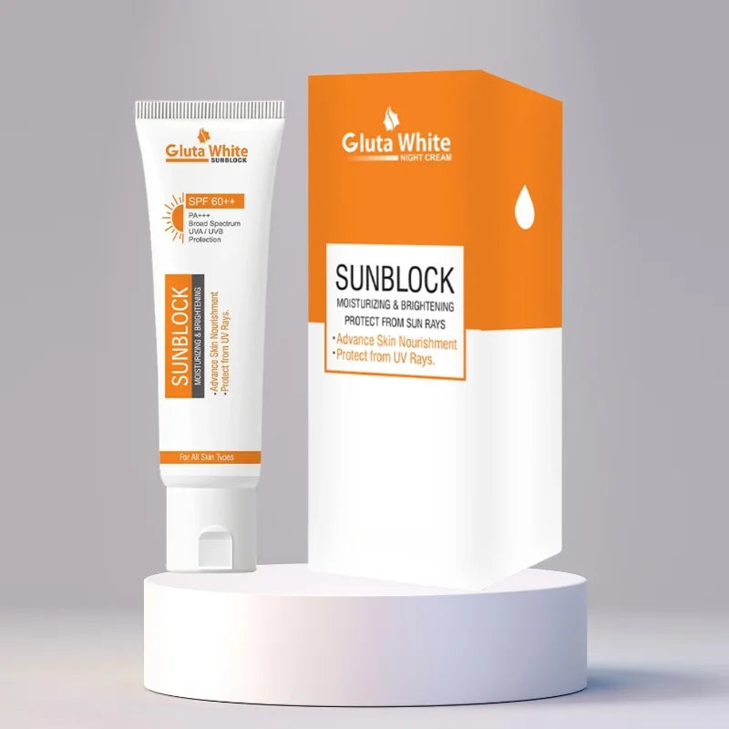 Gluta White SunBlock SPF 60 | Moisturizing & Brightening Sunscreen for All Skin Types
