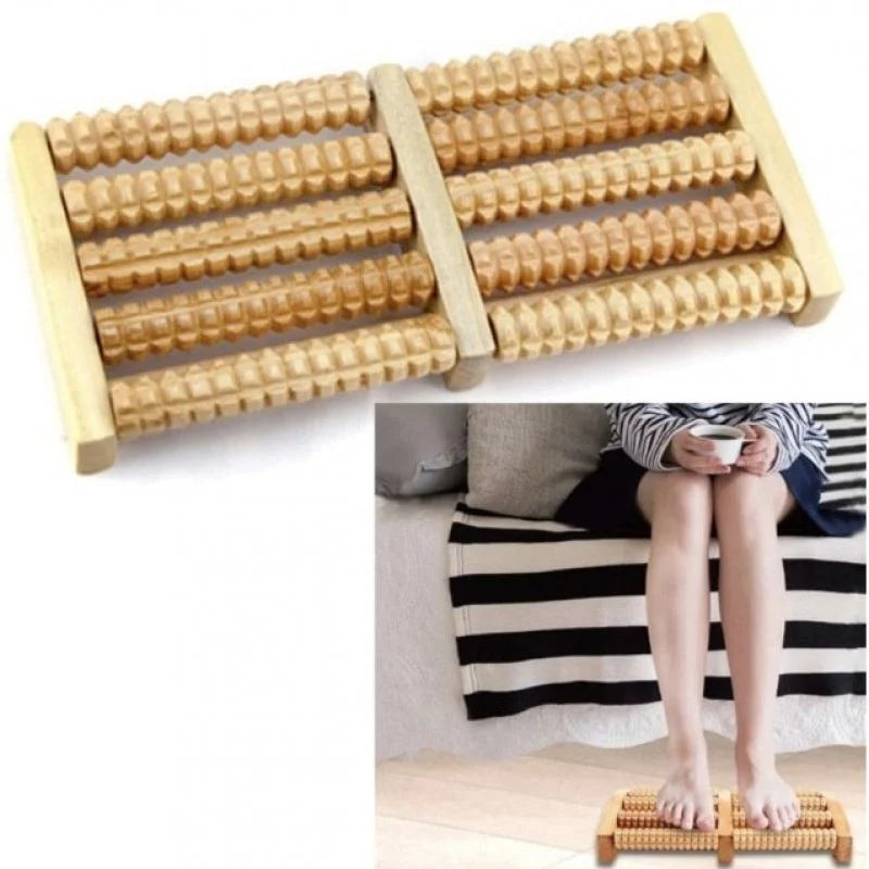 Wooden Foot Roller Massager | Manual Reflexology Therapy Tool for Pain Relief, Stress Relaxation & Foot Care