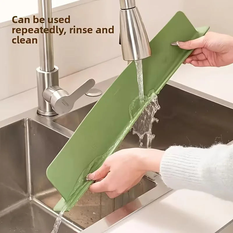 Large Size Silicone Sink Splash Guard Set | Non-Slip Water Barrier with Strong Suction Cups for Kitchen & Bathroom Use