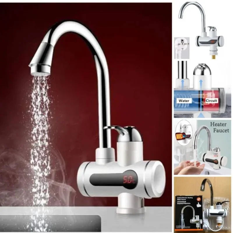 Electric Instant Heating Faucet | Digital Temperature Display | Kitchen & Bathroom Hot Water Tap