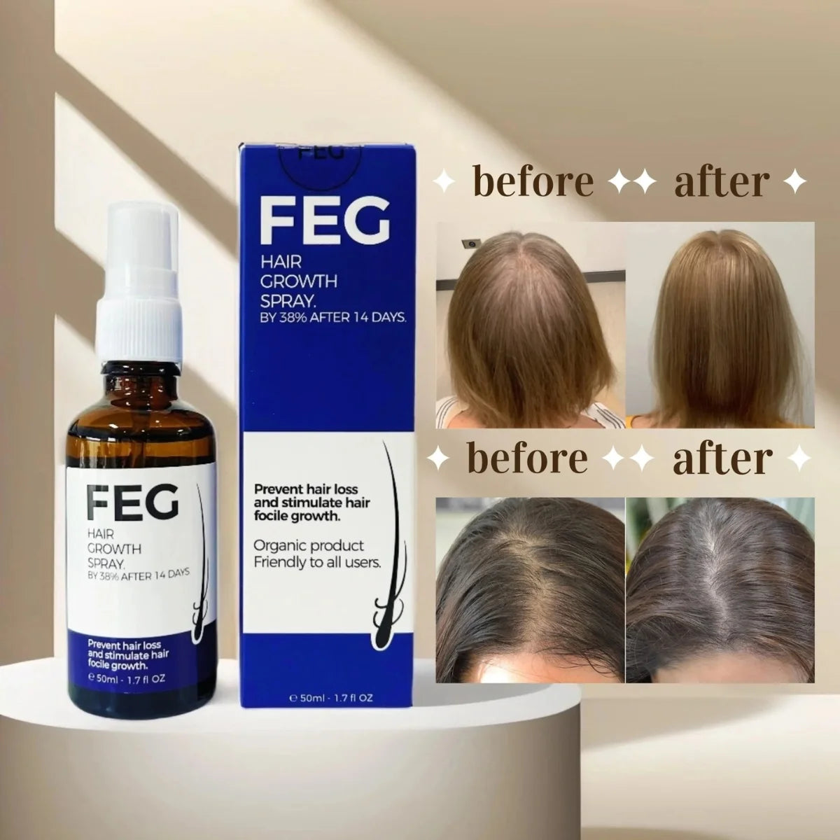 FEG Hair Growth & Anti-Hair Loss Serum – 50ml | FEG Plus Hair Growth Spray in Pakistan | Fast Regrowth & Anti-Hair Fall Solution