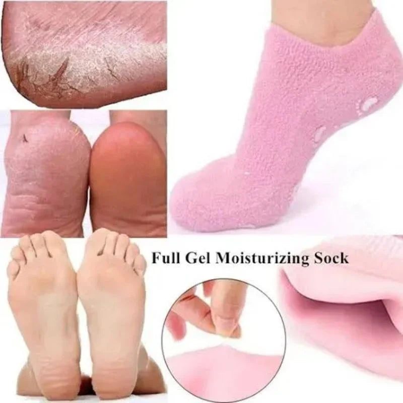 Reusable Silicone Spa Gel Socks for Dry Feet & Cracked Heels | Intensive Moisturizing Overnight Foot Care