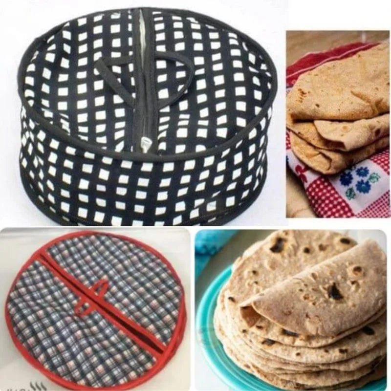 Roti Zipper Bag | Reusable Airtight & Insulated Storage Bag | Keeps Chapati Fresh, Soft & Warm | Random Design