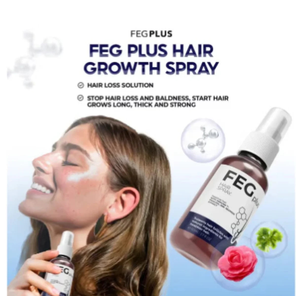 FEG Hair Growth & Anti-Hair Loss Serum – 50ml | FEG Plus Hair Growth Spray in Pakistan | Fast Regrowth & Anti-Hair Fall Solution