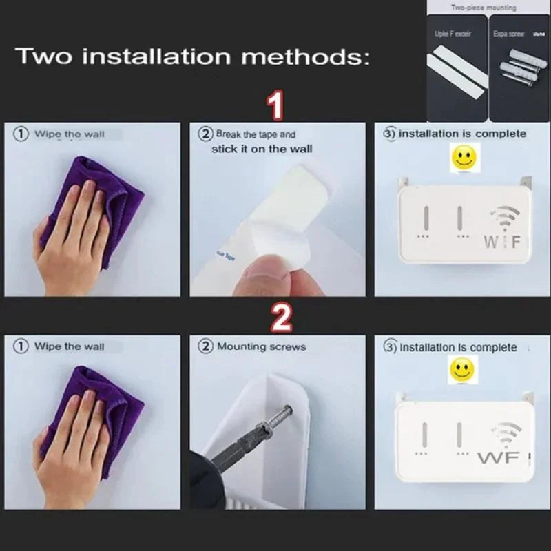 WiFi Router Storage Box & Wall Mount Shelf Universal Cable Organizer | Space-Saving Holder for Modem, Set-Top Box & Smart Devices | Home & Office Use