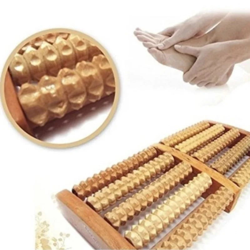 Wooden Foot Roller Massager | Manual Reflexology Therapy Tool for Pain Relief, Stress Relaxation & Foot Care